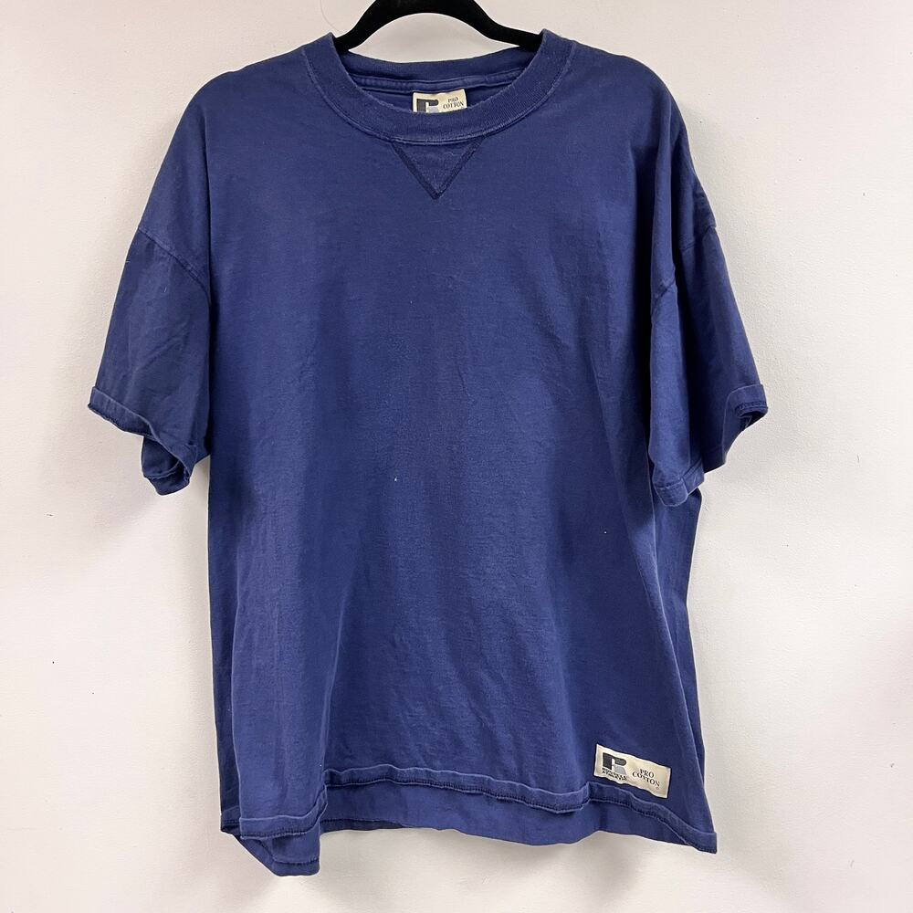 Vintage Men's Russel Athletic Pro Cotton Navy blue crew neck tee XL 100% Cotton